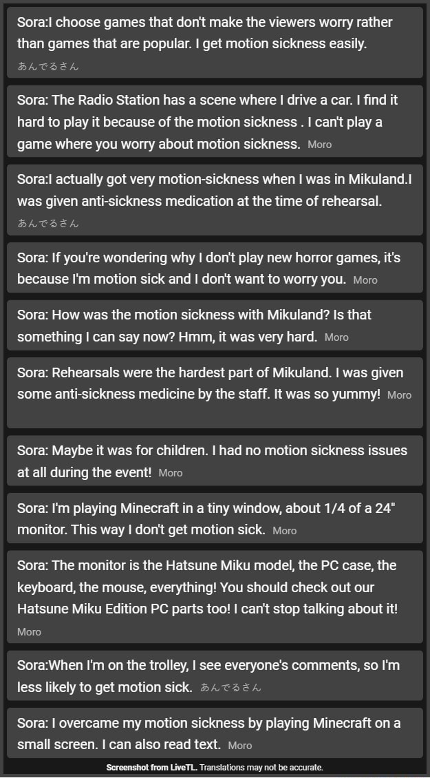 Sora choose games that don't make the viewers worry rather than games