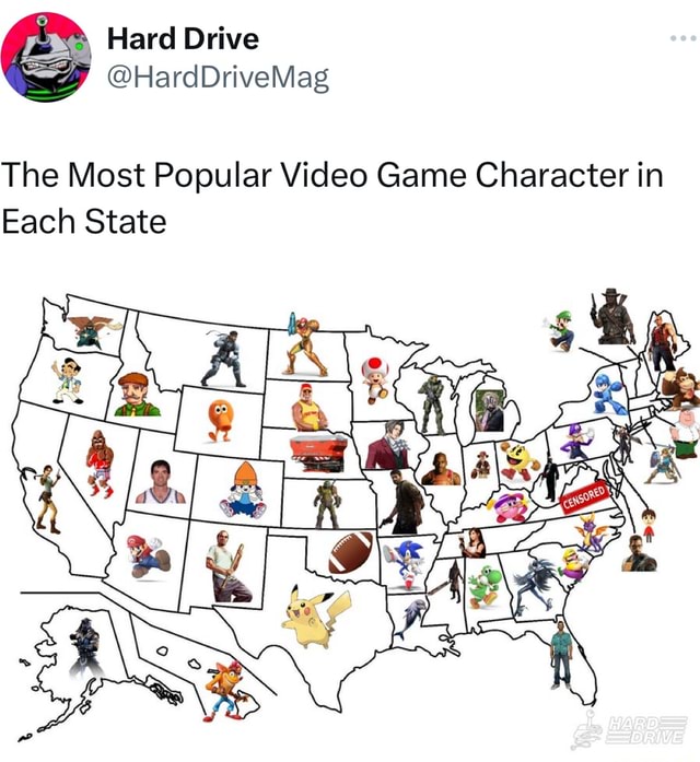 Hard Drive HardDriveMag The Most Popular Video Game Character in Each State iFunny