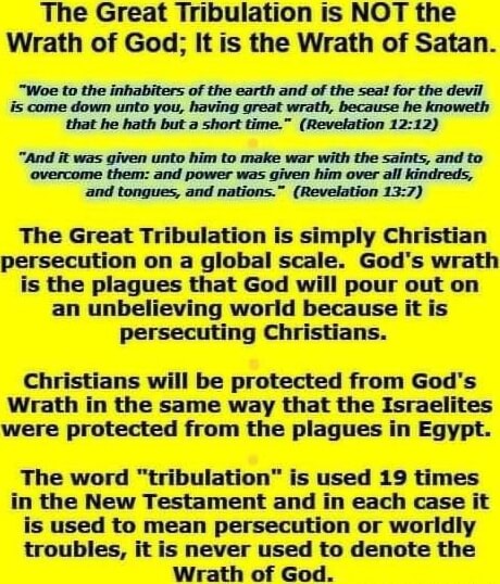 The Great Tribulation is NOT the Wrath of God; It is the Wrath of Satan ...