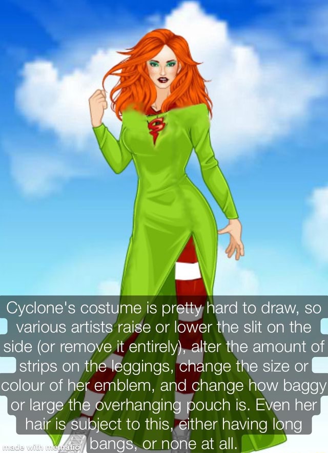 Cyclone's costume is pretty hard to draw, so various artists raise or ...