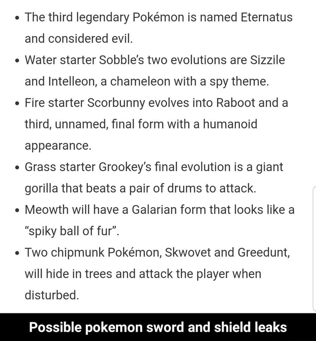 . The third legendary Pokémon is named Eternatus and considered evil