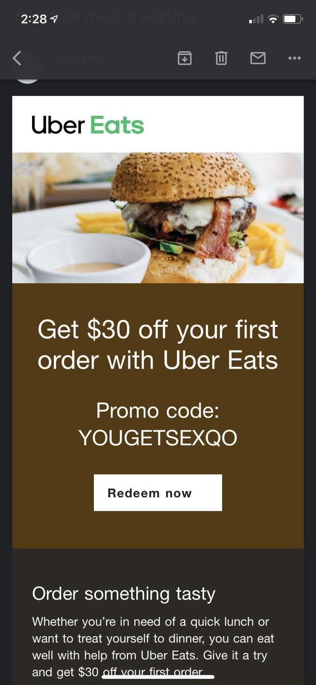 Uber Eats Get $30 off your first order with Uber Eats Promo code 