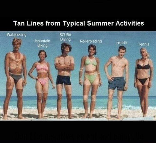 Tan lines from typical summer activities : r/funny