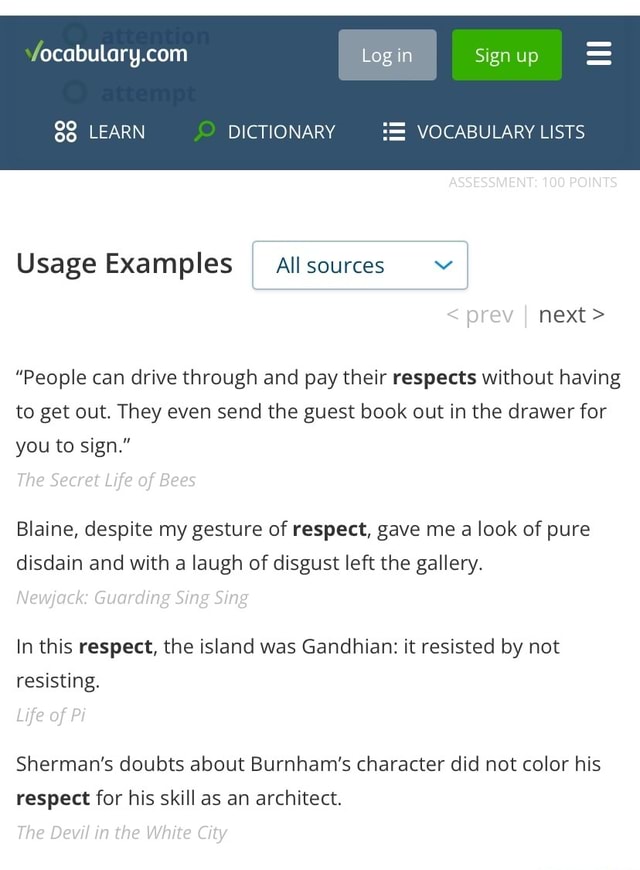 Sgnup = Log in 88 LEARN DICTIONARY VOCABULARY LISTS Usage Examples I
