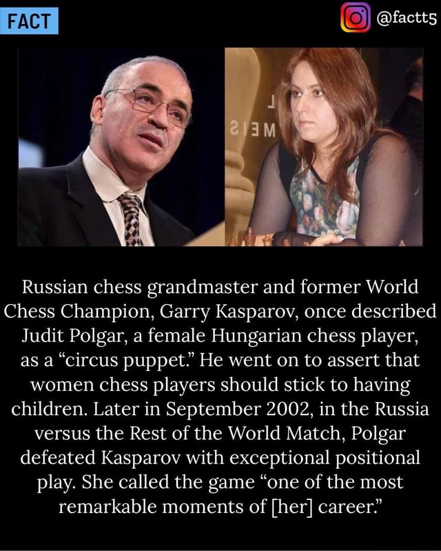 Judit Polgar defeating Kasparov - Russia vs Rest of the World