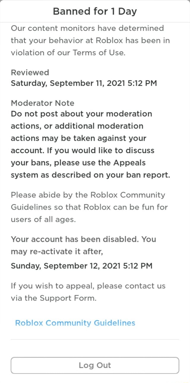 Update on the ban screens for Roblox Chrome mobile desktop mode :  r/DeservedBansOnRoblox