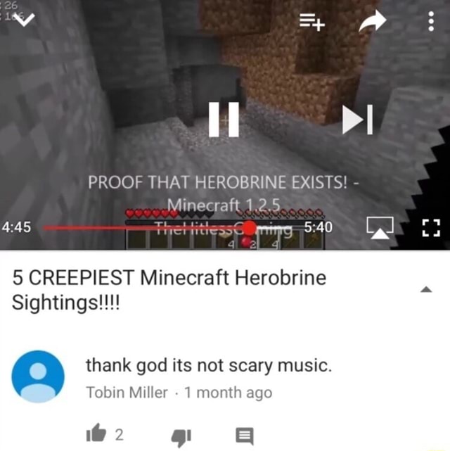 Miher 1 Month Ago M L 5 Creepiest Minecraft Herobrine Sightings Thank God Its Not Scary Music Tobin