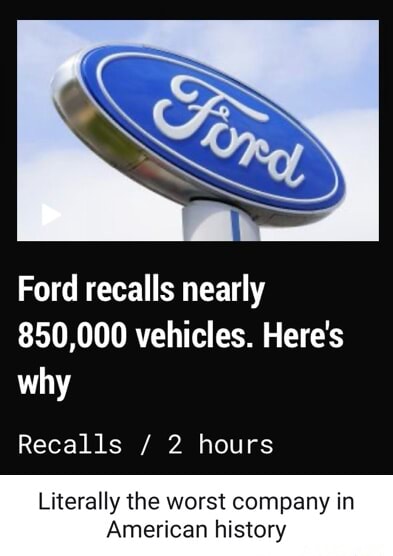 Ford Recalls Nearly 850 000 Vehicles Here s Why Recalls 2 Hours 