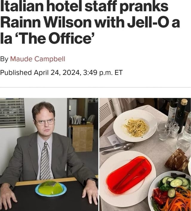 Italian hotel staff pranks Rainn Wilson with JellO a la 'The Office(02)
