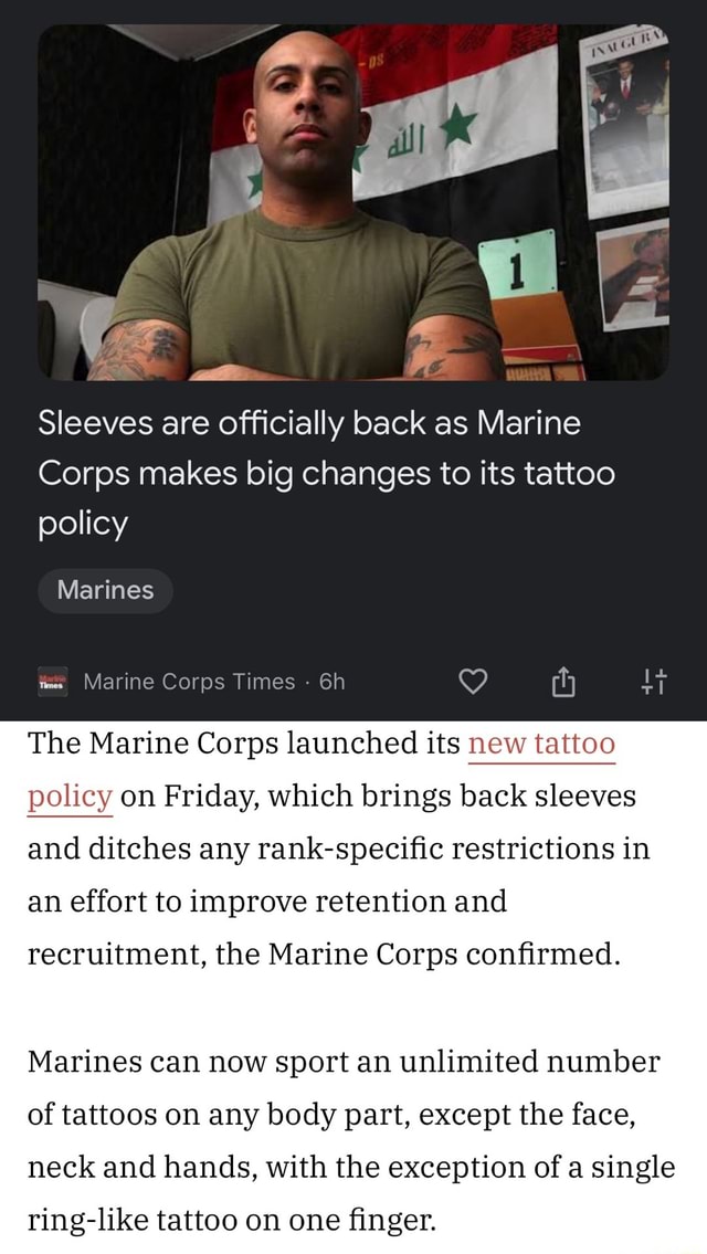 We "=soig Sleeves are Officially back as Marine Corps makes big changes