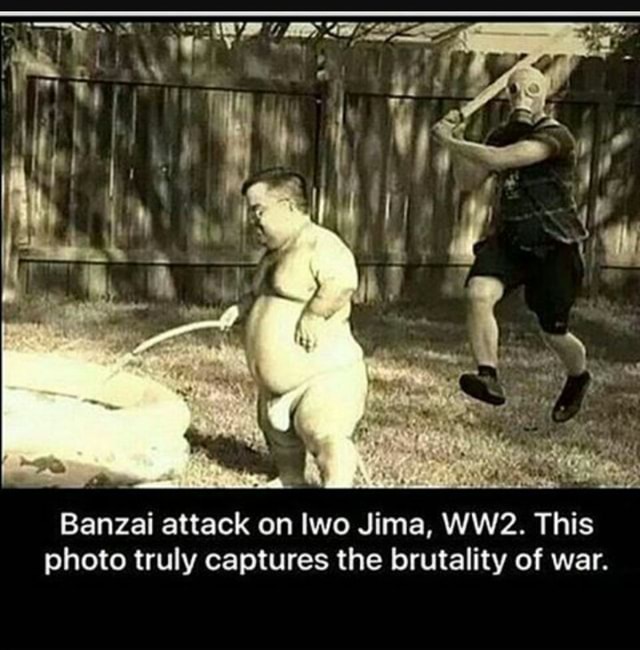 Banzai attack on lwo Jima, WW2. This photo truly captures the brutality