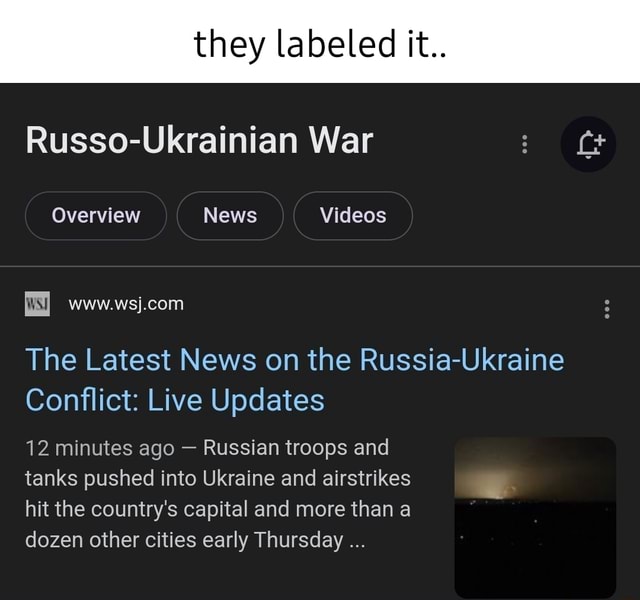 They labeled it.. Russo-Ukrainian War Overview News Videos The Latest ...