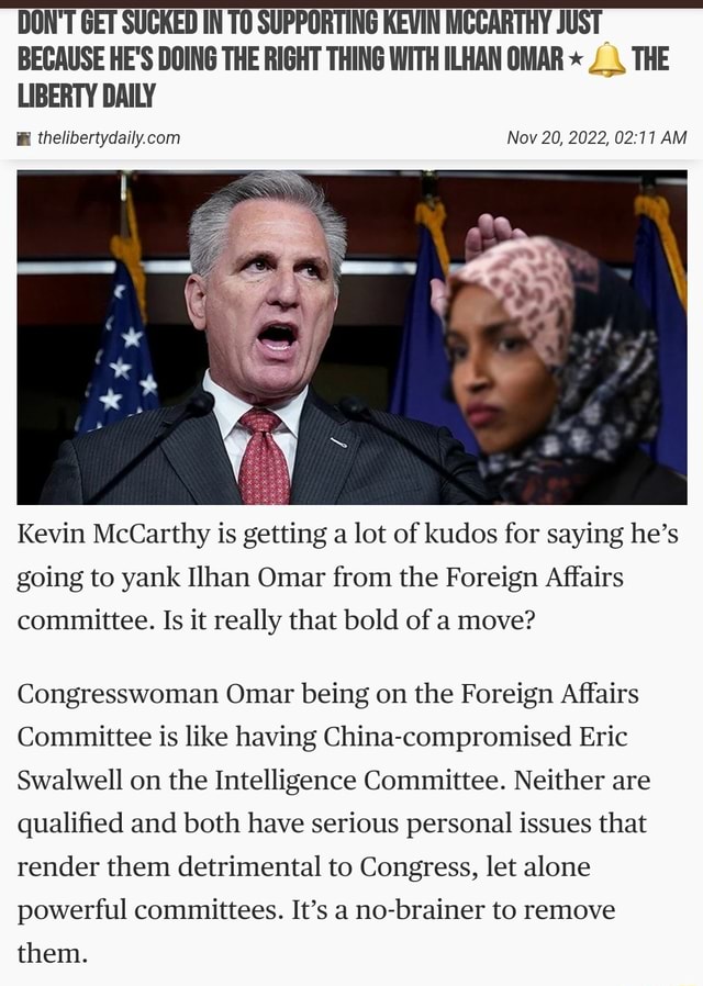 DON'T GET SUCKED IN TO SUPPORTING KEVIN MCCARTHY JUST BECAUSE HE'S