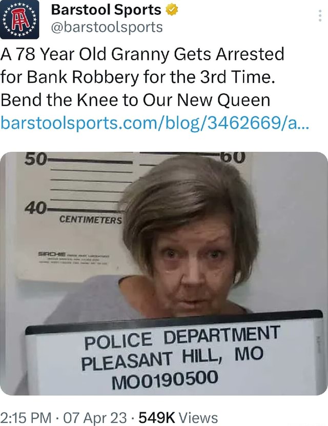 Barstool Sports barstoolsports A 78 Year Old Granny Gets Arrested for