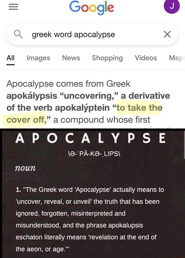 Google greek word apocalypse All Images News Shopping Videos Ma