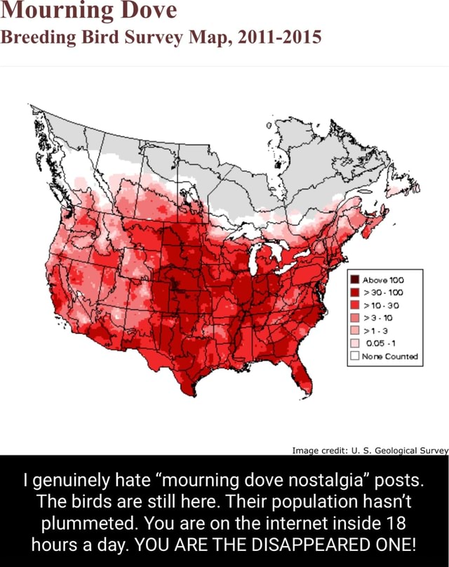 Mourning Dove Breeding Bird Survey Map, 2011-2015 Above 100 >30-100 >10 ...