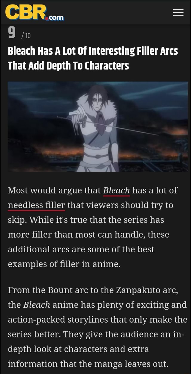 CBR... /10 Bleach Has A Lot Of Interesting Filler Arcs That Add Depth