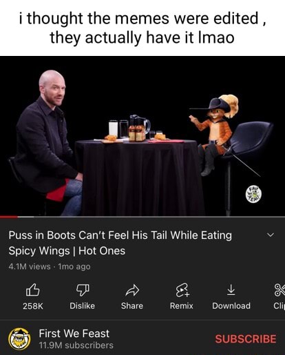 I thought the memes were edited , they actually have it Imao Puss in ...