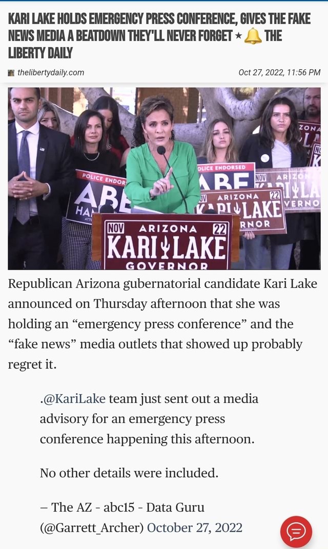 Kari Lake Holds Emergency Press Conference Gives The Fake News Media A Beatdown Theyll Never 3196