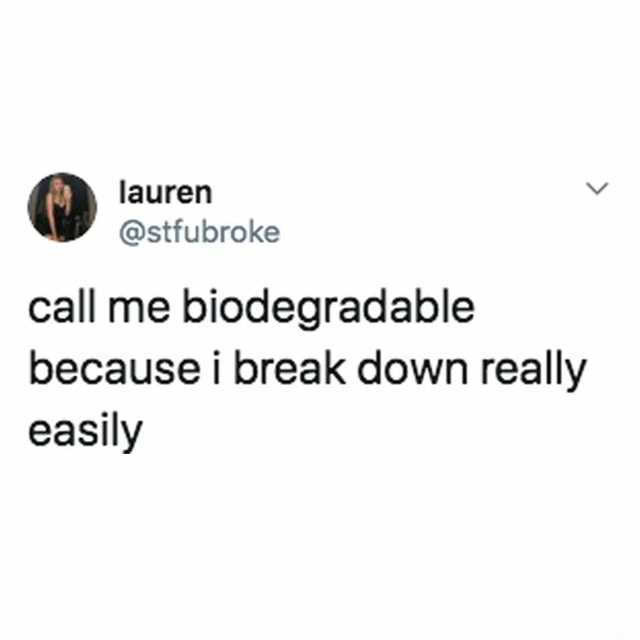 Call Me Biodegradable Because I Break Down Really Easily