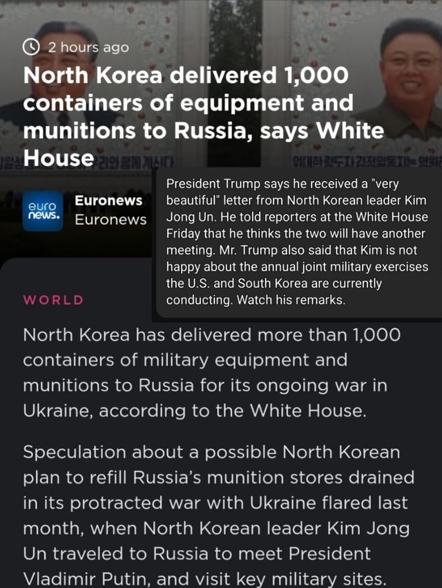 North Korea delivered 1, 000 containers of equipment and munitions to ...