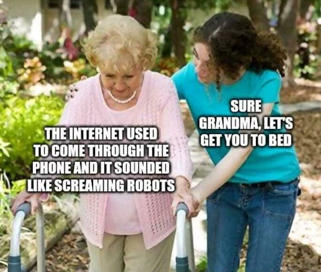 SURE GRANDMA, LET'S THEINTERNETUSED BEG TO COME THROUGH THE PHONE AND ...