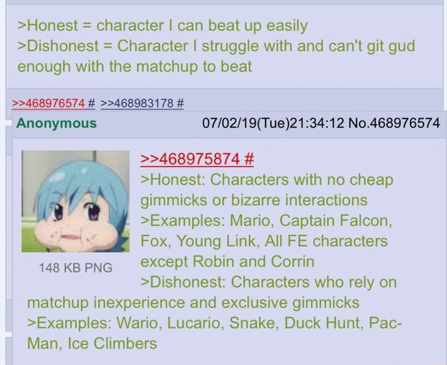 >Honest = character I can beat up easily >Dishonest = Character I ...