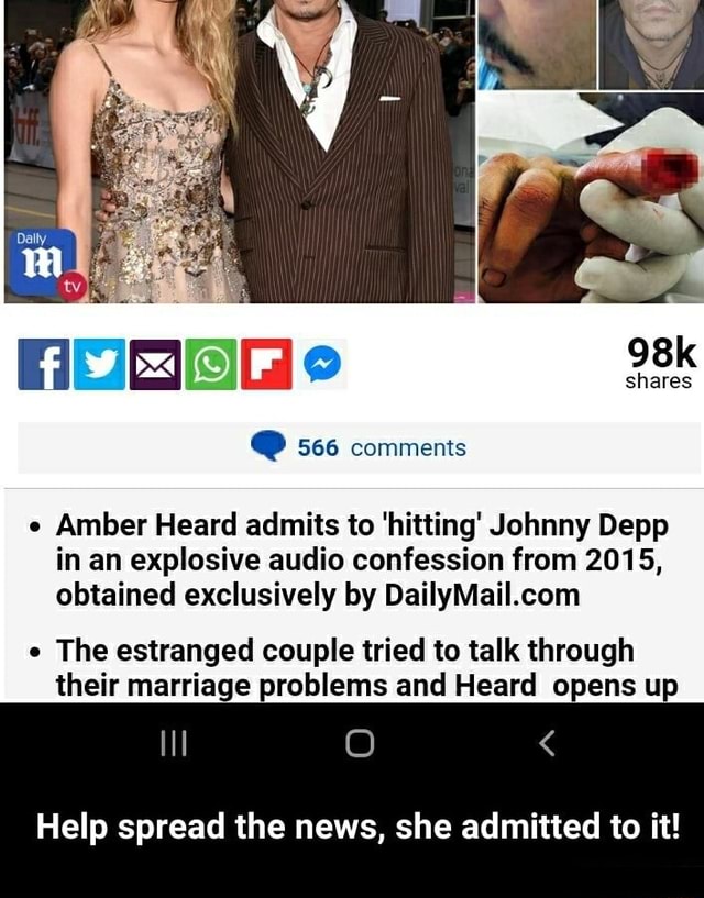 HOBS Shares 566 Comments E Amber Heard Admits To 'hitting' Johnny Depp ...