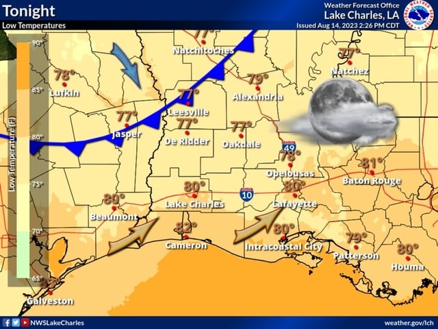 Weather Forecast Office Tonight Lake Charles, LA Low Temperatures ...
