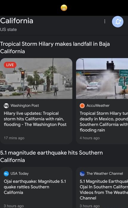 California @ US State Tropical Storm Hilary Makes Landfall In Baja ...