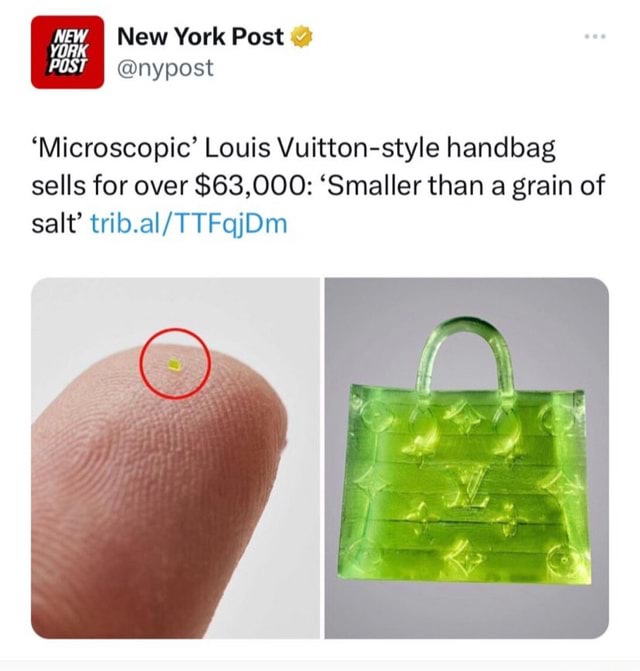 Microscopic Louis Vuitton Bag 'Smaller Than Grain Of Salt' Sells For  $63,000 - BT TV BusinessToday