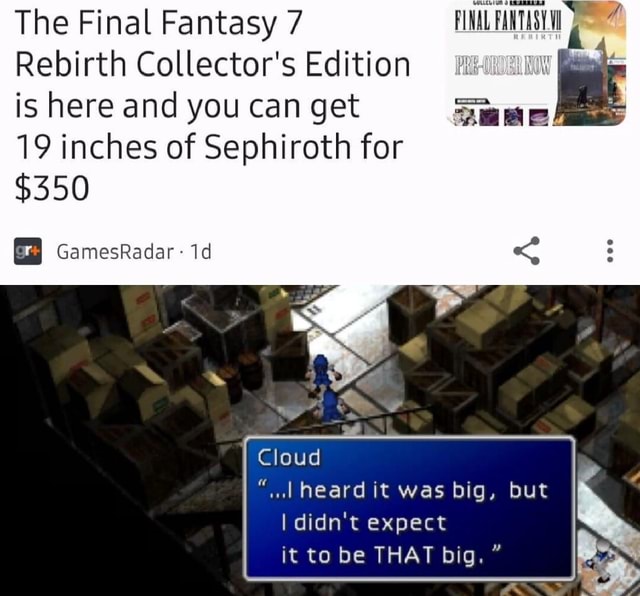 Final Fantasy VII Rebirth Collector's Edition Has 19 of Sephiroth