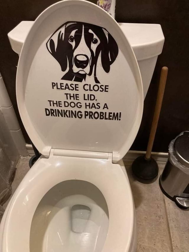 PLEASE CLOSE THE LID. THE DOG HAS A DRINKING PROBLEM! iFunny