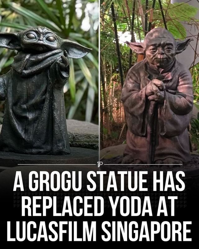 A Grogu statue has replaced the Old Yoda Statue at Lucasfilm