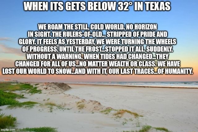 No Snow Ruler Texas WHEN ITS GETS BELOW IN TEXAS WE ROAM THE STILL, COLD WORLD. NO HORIZON ...