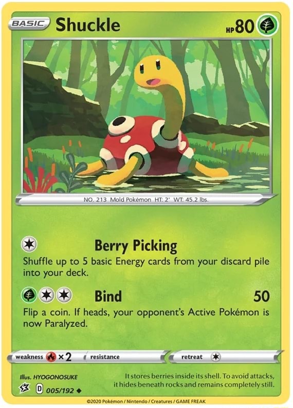 Shuckle 80 Berry Picking Shuffle up to 5 basic Energy cards from your discard pile into your