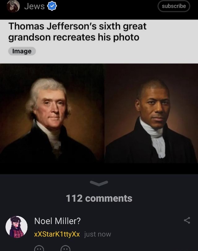 Jews subscribe Thomas Jefferson's sixth great grandson recreates his