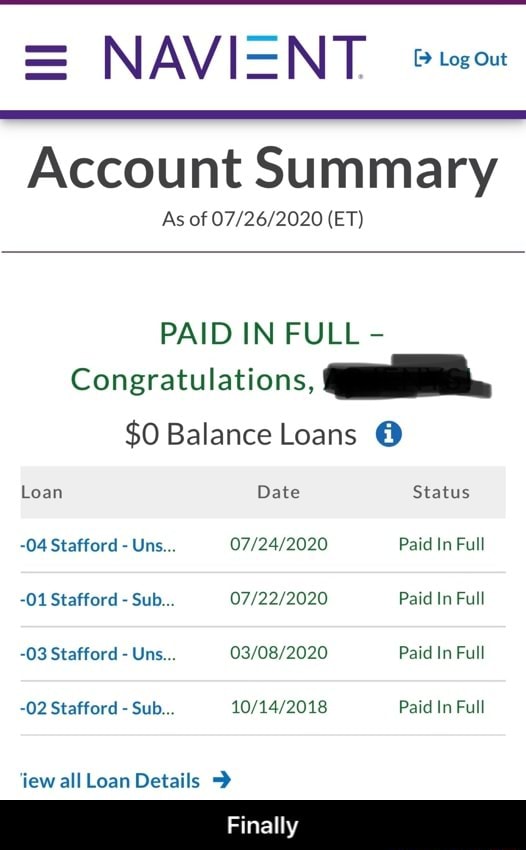 = NAVIENT cmo Account Summary PAID IN FULL Congratulations, AA $0 ...