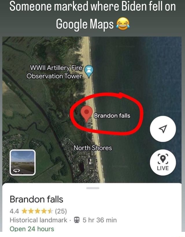 Someone marked where Biden fell on Google Maps WWII ArtilleryaFire