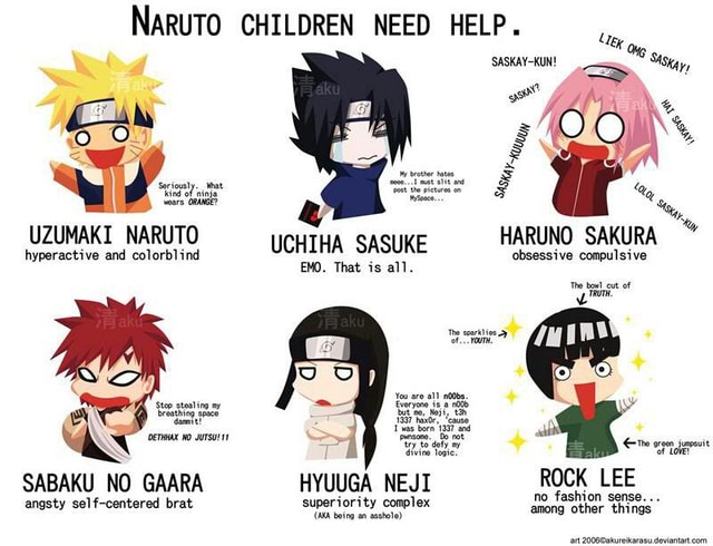 NARUTO UZUMAKI NARUTO hyperactive and colorblind angsty self-centered ...