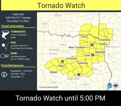 Tornado Watch information ToRNADOES the Tornado Watch until 00 PM - )