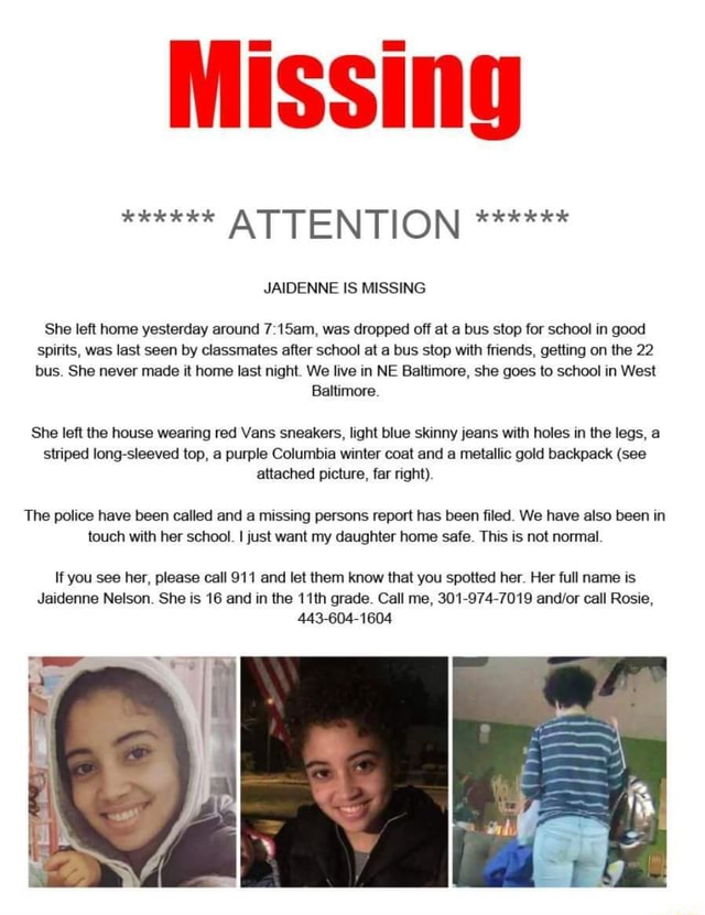 Riddlesdown Student Missing Jaidenne went missing last night, please keep an eye out. ***FOUND ...