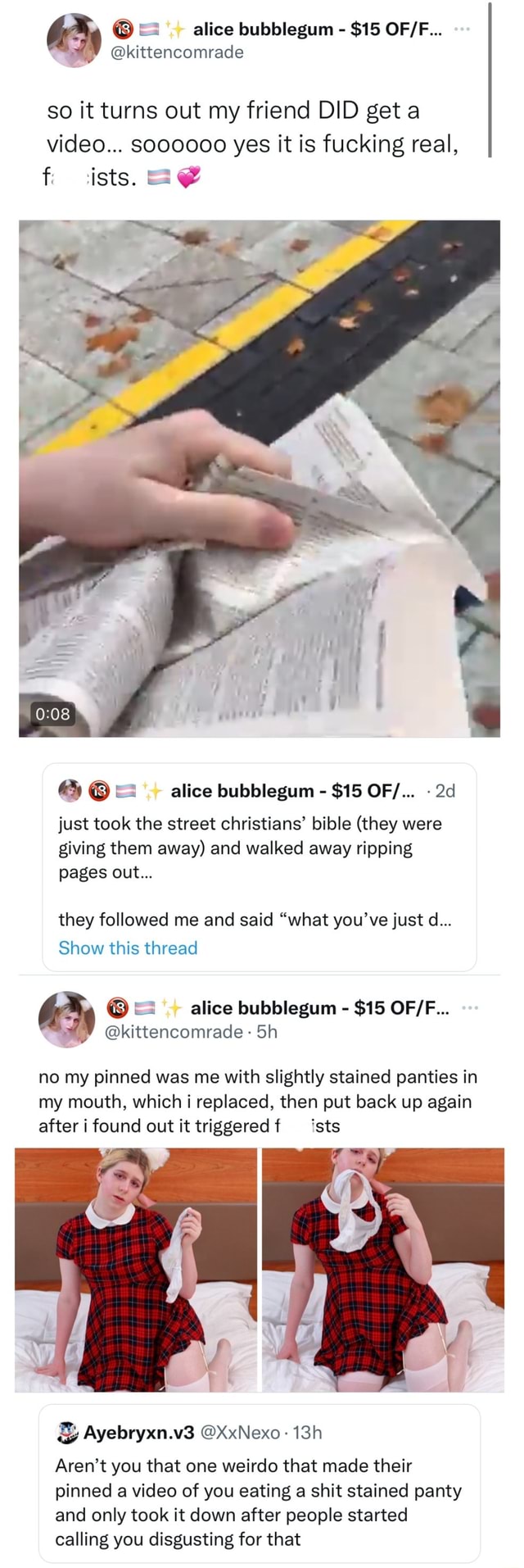 Alice bubblegum - $15 OF so it turns out my friend DID get a video...  Soooooo yes it is fucking real, fi cists. @ alice bubblegum - $15 OF...  just took the