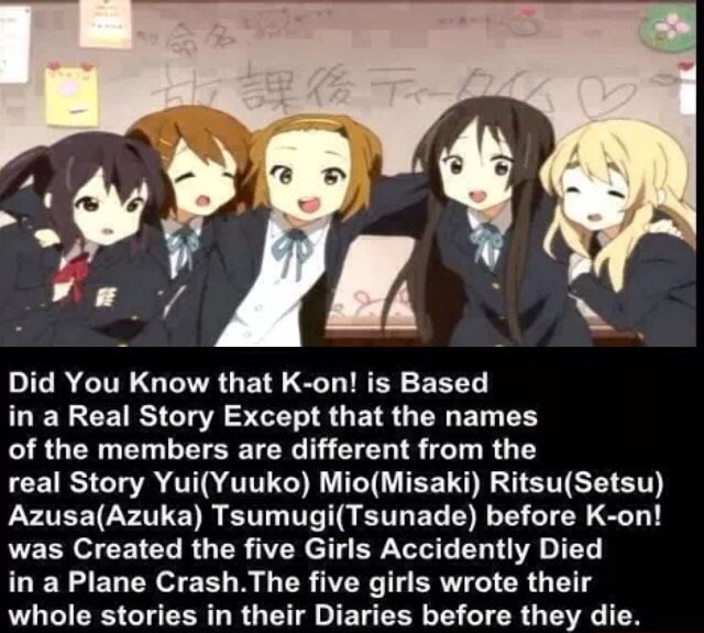 Did You Know that K-on! is Based in a Real Story Except that the names