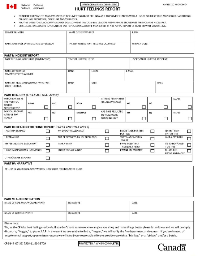 National Defense Dotence nationale ie HURT FEELINGS REPORT APENI ...