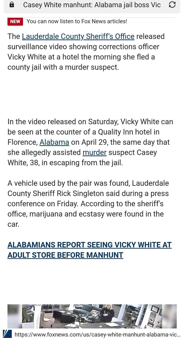 Casey White Manhunt Alabama Jail Boss Vicky White Visited Hotel Morning Before Inmate Escape 1567