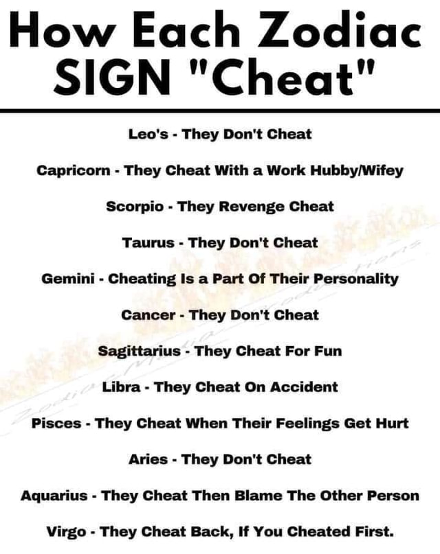 Cheating zodiac signs