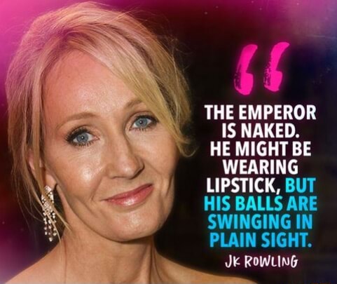 THE IS NAKED. HE MIGHT BE WEARING LIPSTICK, BUT HIS BALLS ARE SWINGING