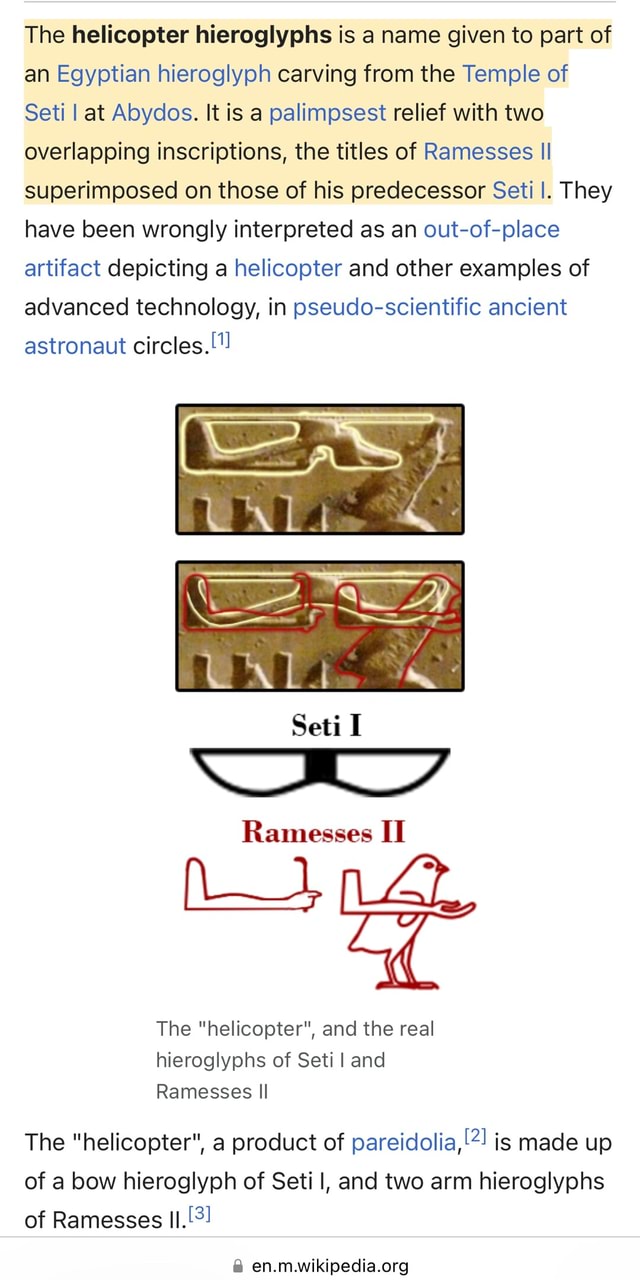 The helicopter hieroglyphs is a name given to part of an Egyptian ...