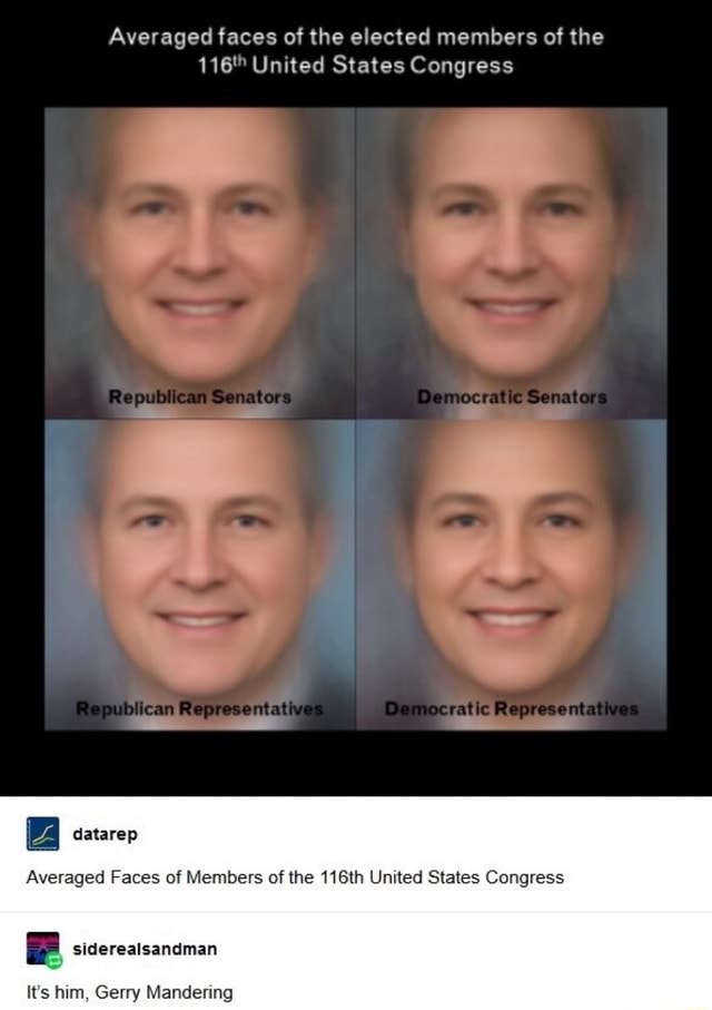 Averaged faces of the elected members of the 116' United States ...